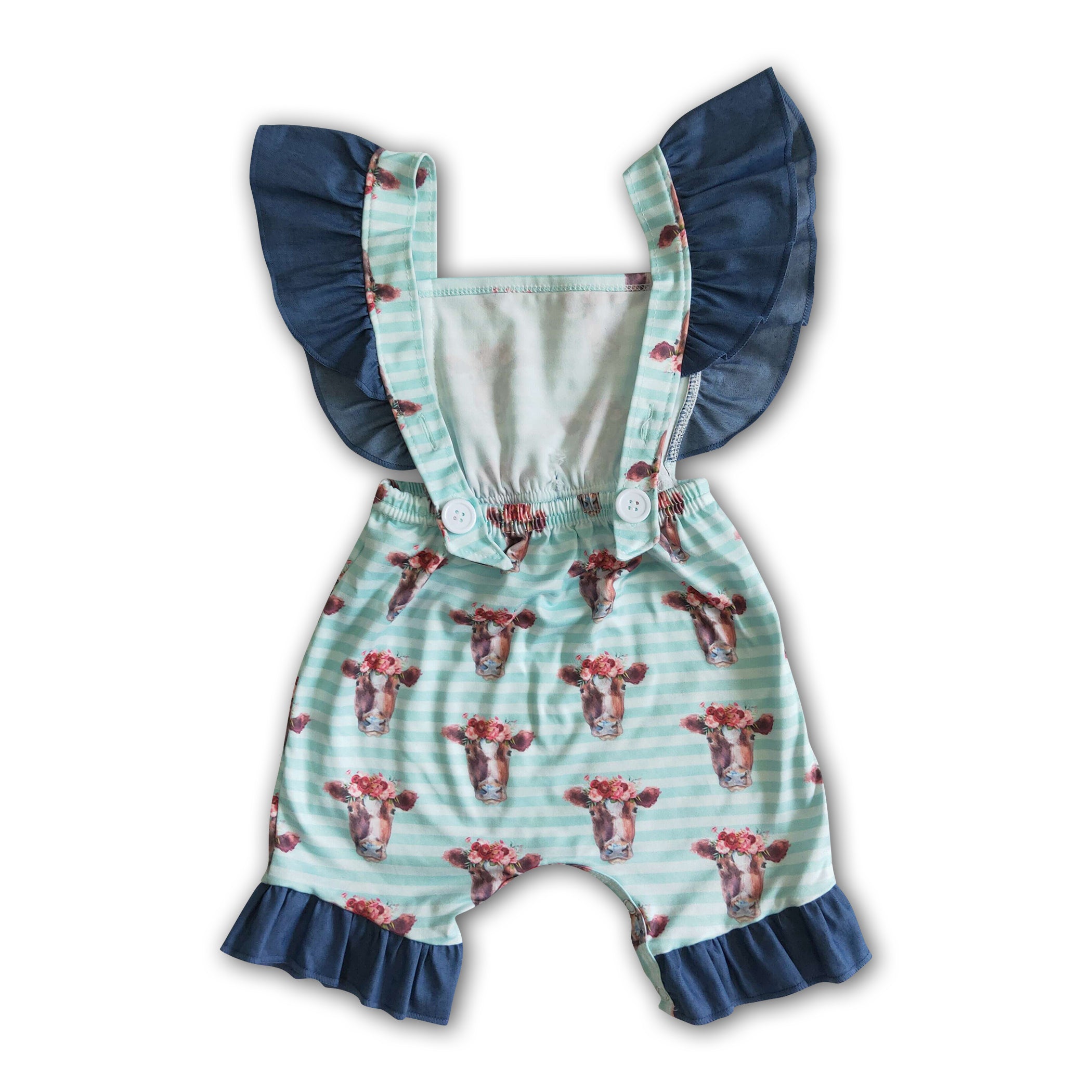 Fluttler sleeve cow print backless baby summer romper