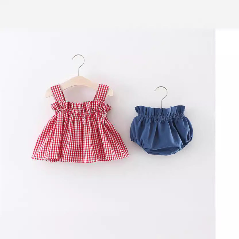 Plaid Suspenders Butt Clothes Trendy Two-piece Suit