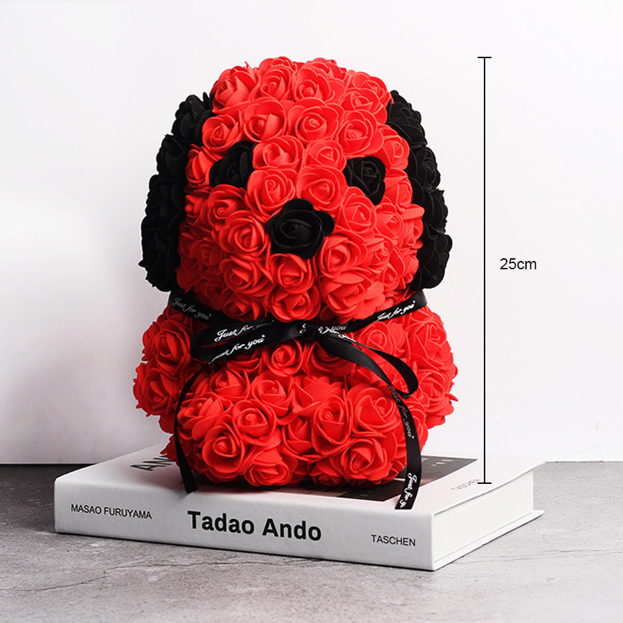 Creative Style Rose Dog Doll Christmas Gift Decoration