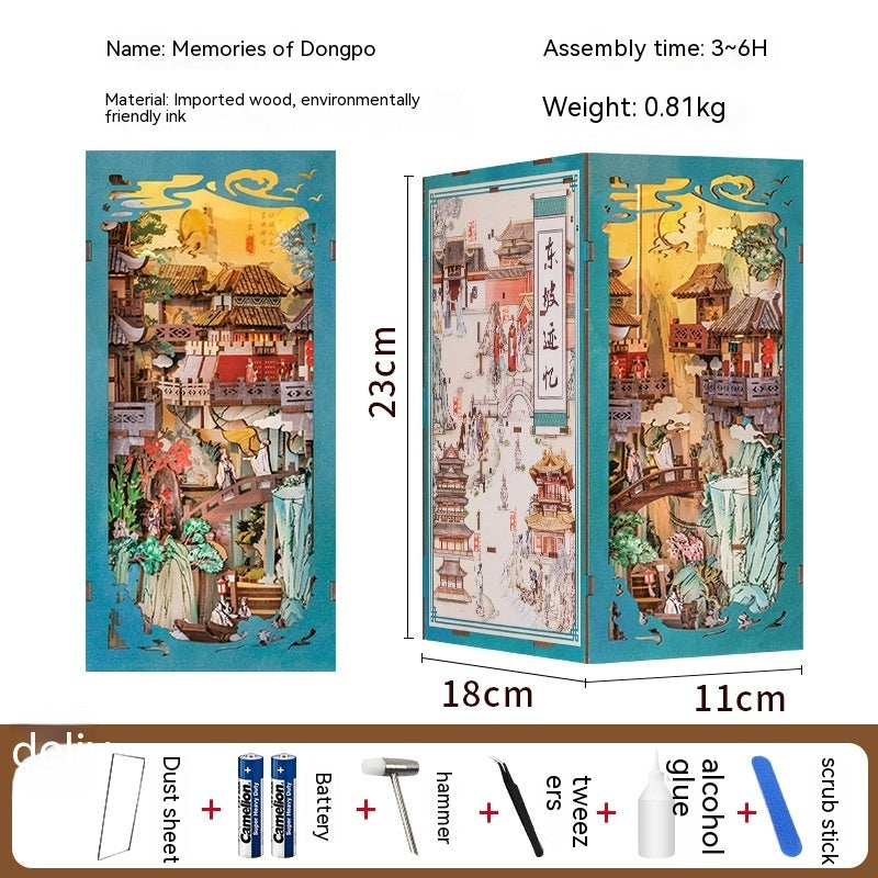 Dongpo Zhiyi Diy Wooden 3d Stereo Hand-assembled Book Stand Model Building Toy