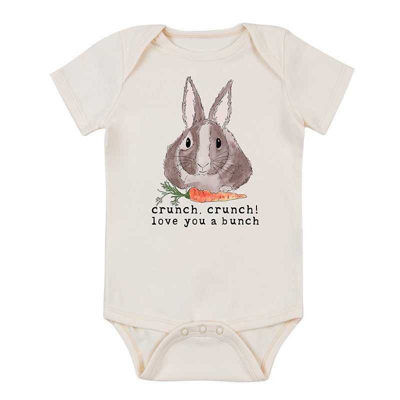 Cute Printed Short Sleeved Romper For Babies