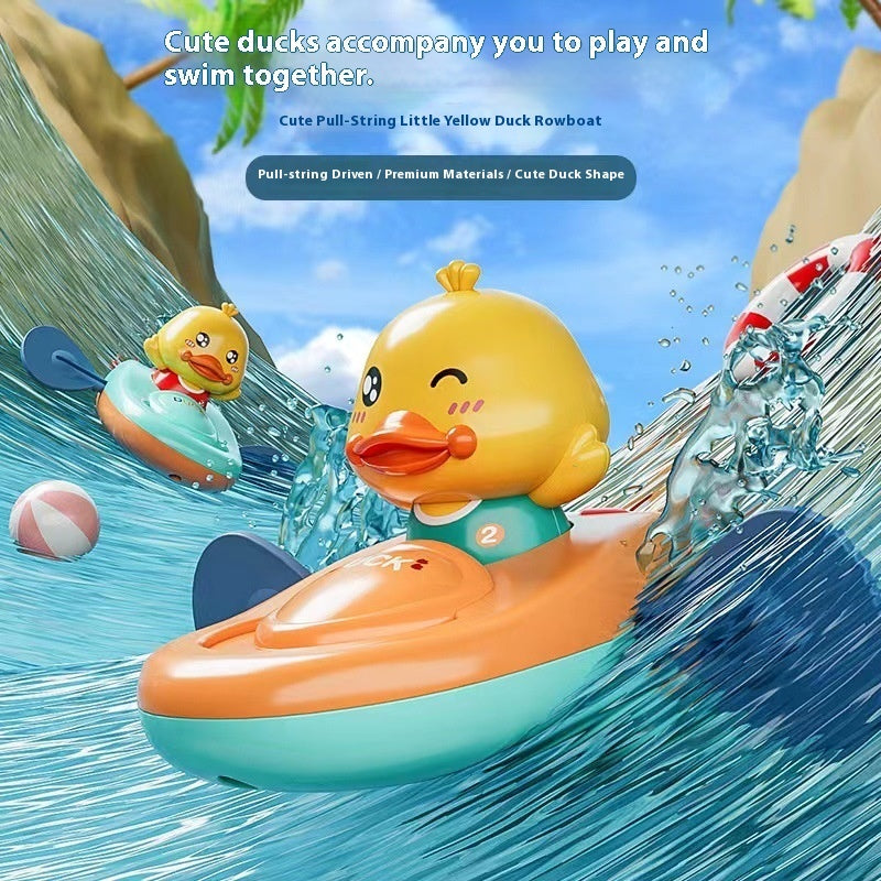 Baby Yellow Duck Playing In The Water Toy Kayaking
