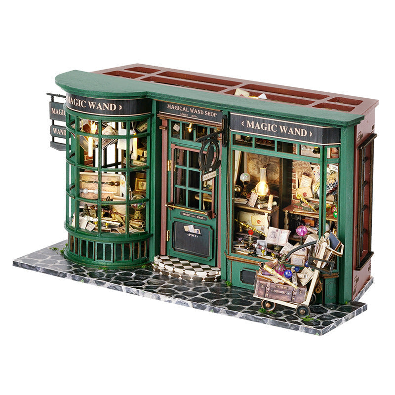 Children's Toy Magic Street House Decoration Birthday Gift Creative Handmade DIY Wooden Assembly Model