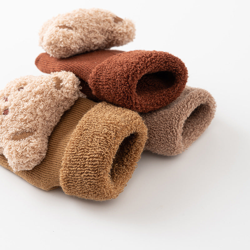 Baby Socks Terry Plus Velvet Thickened Middle Tube Non-slip