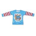 Blue cat bleached stripe long sleeves boy shirt