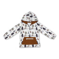 Long sleeves brown deer tree pocket zipper boys hoodie