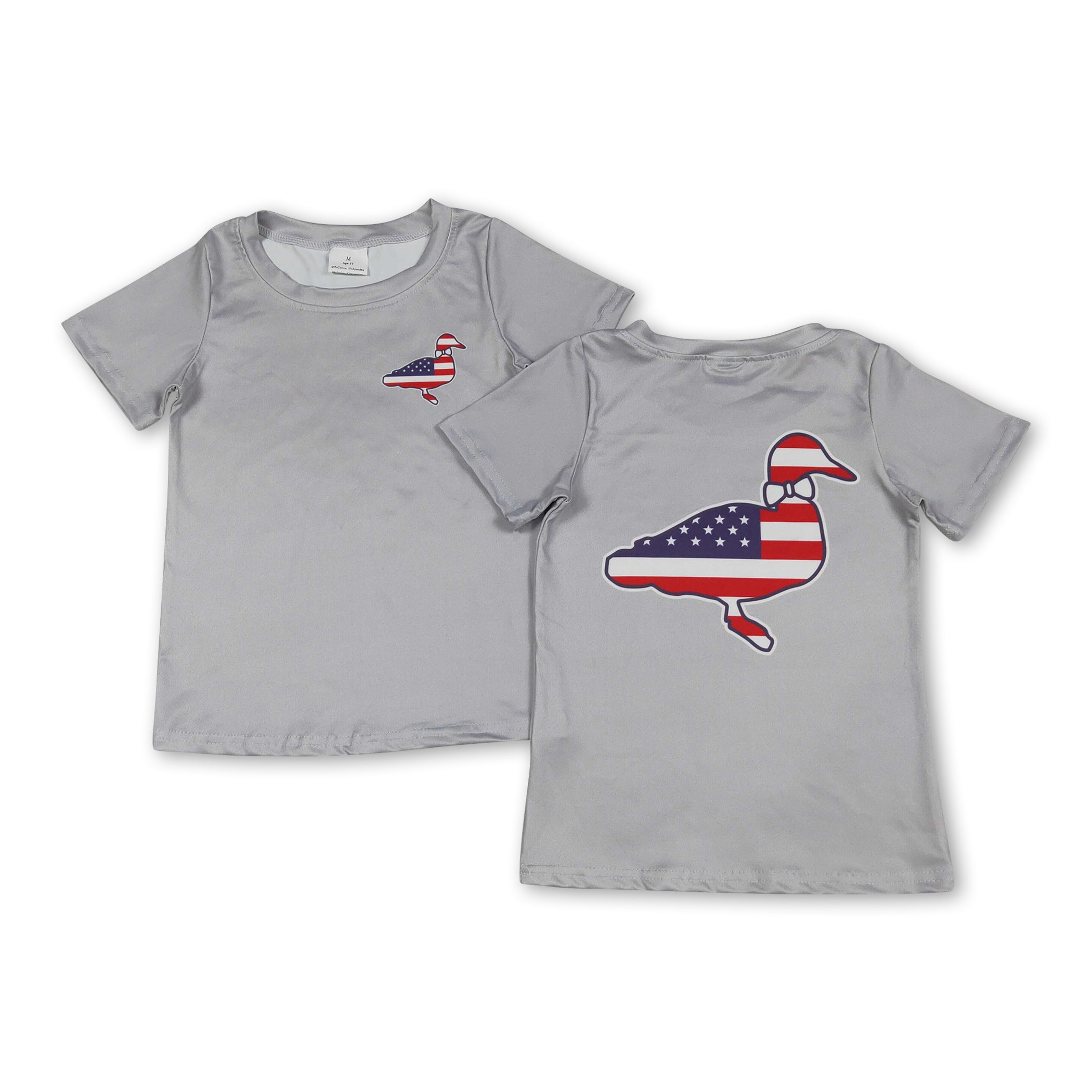 Grey short sleeves stars stripe duck boys 4th of july shirt