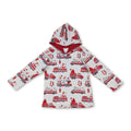 Long sleeves red heart fire truck boys Valentine's hoodie