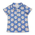 Short sleeves light blue baseball kids boys polo shirt