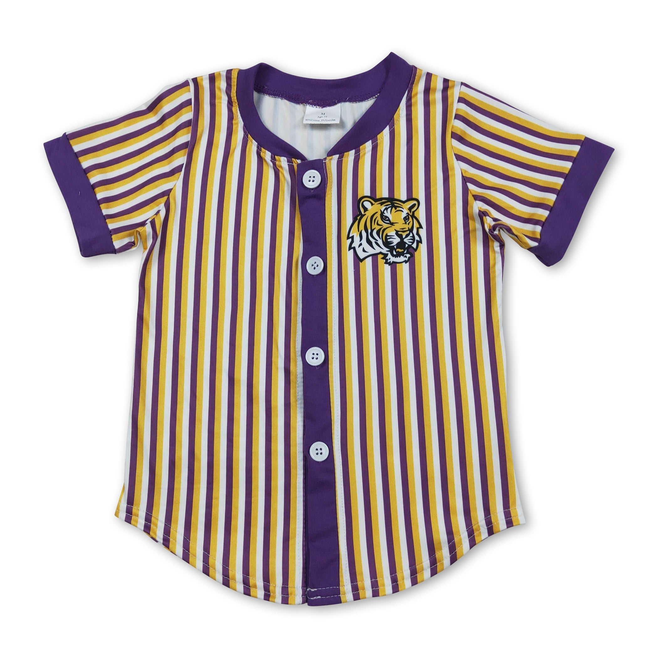 Short sleeves purple yellow tiger boy team shirt