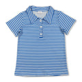 Short sleeves blue stripe kids boys team polo shirt
