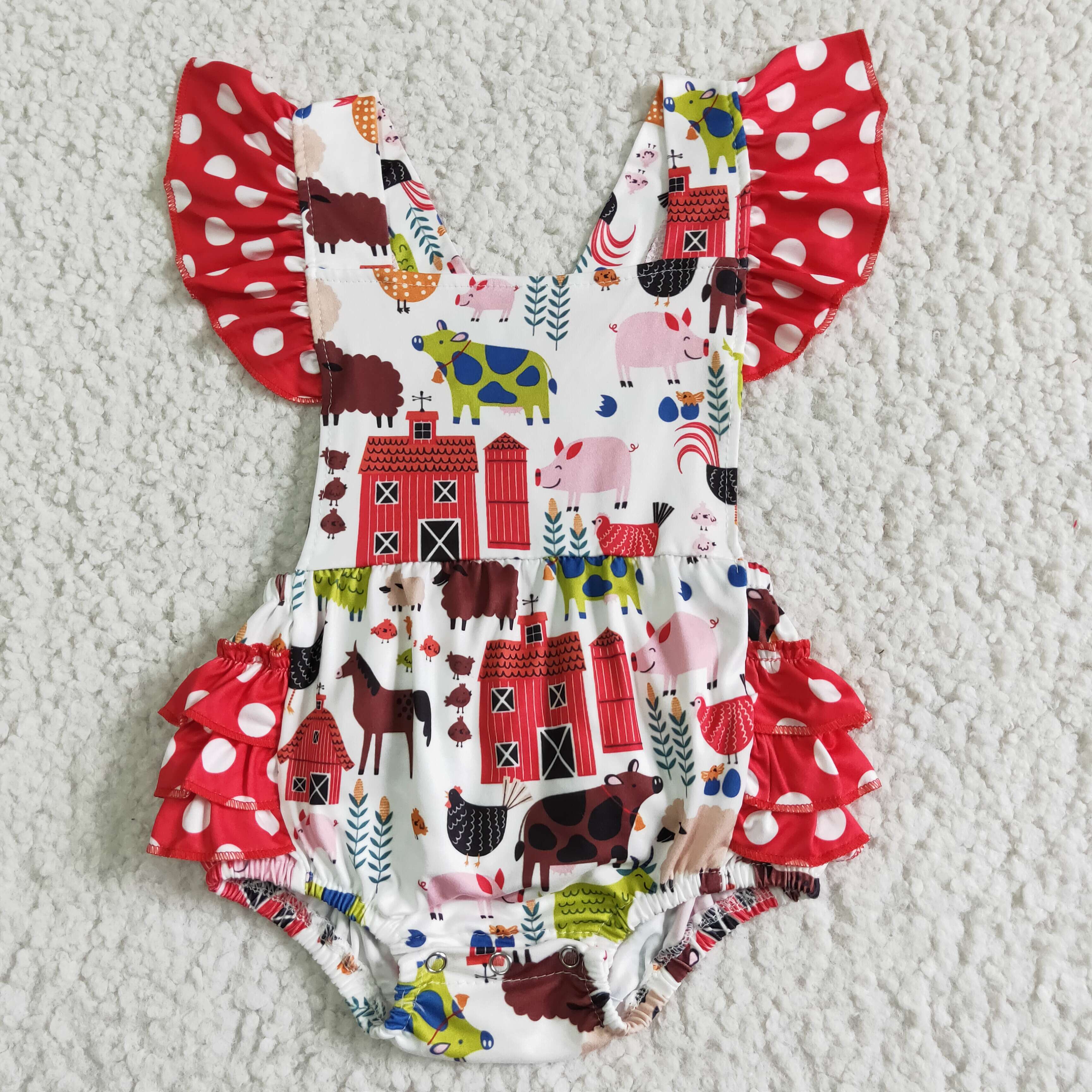 Girl Farm Red Dot Romper