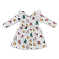 Flutter long sleeves Christmas tree gingerbread girls dresses
