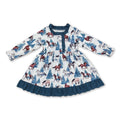 Long sleeves horse tree print kids girls nightgown