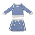 Long sleeves light blue top skirt kids girls active yoga outfits