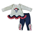 Cow embroidery ruffle runic leggings girls Christmas outfits