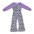 Purple leopard overall match shirt kids girls clothing