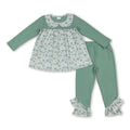 Long sleeves floral tunic leggings kids girls clothes