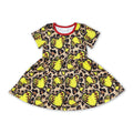 Short sleeves leopard softball baby girls dresses