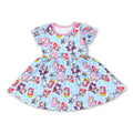 Short sleeves pink dog baby girls dresses