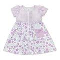 Short sleeves lavender floral kids girls dresses
