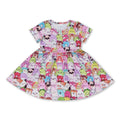 Short sleeves animals kids girls summer dresses