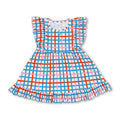 Flutter sleeves plaid kids girls fall dresses