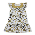 Flutter sleeves football bow go team kids girls dresses