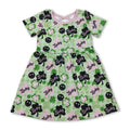 Green lucky clover smile girls St Patrick's day dress