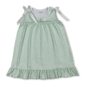 Sleeveless green polka cross kids girls Easter dress