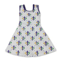 Purple green yellow sleeveless girls Mardi Gras athletic dress