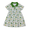 Short sleeves golf cart green kids girls polo dresses