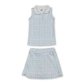 Sleeveless plaid top skirt kids girls activewear set