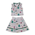 Sleeveless pink plaid golf polo shirt skirt girls active yoga set