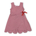 Sleeveless plaid scallop bow kids girls athletic dress