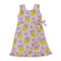 Sleeveless pink plaid bow lemon girls summer athletic dress