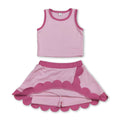 Sleeveless pink hot pink scallop kids girls active wear set