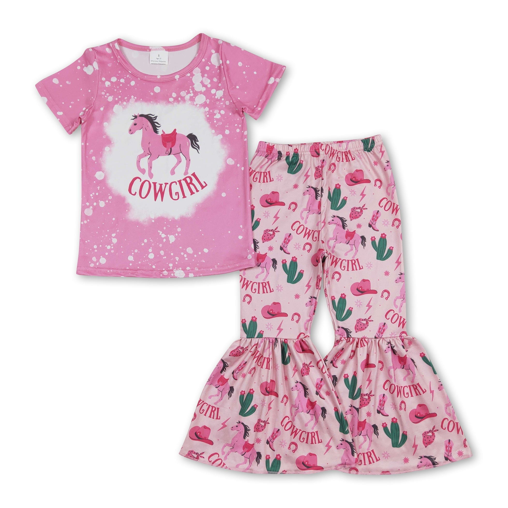 Cowgirl horse top cactus pants girls western clothes