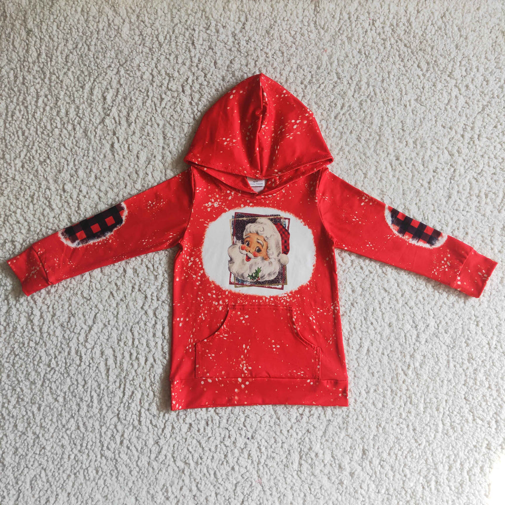 Santa bleached kids girls Christmas hoodie shirt