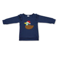 Duck Christmas hat navy ruffle kids girls shirt