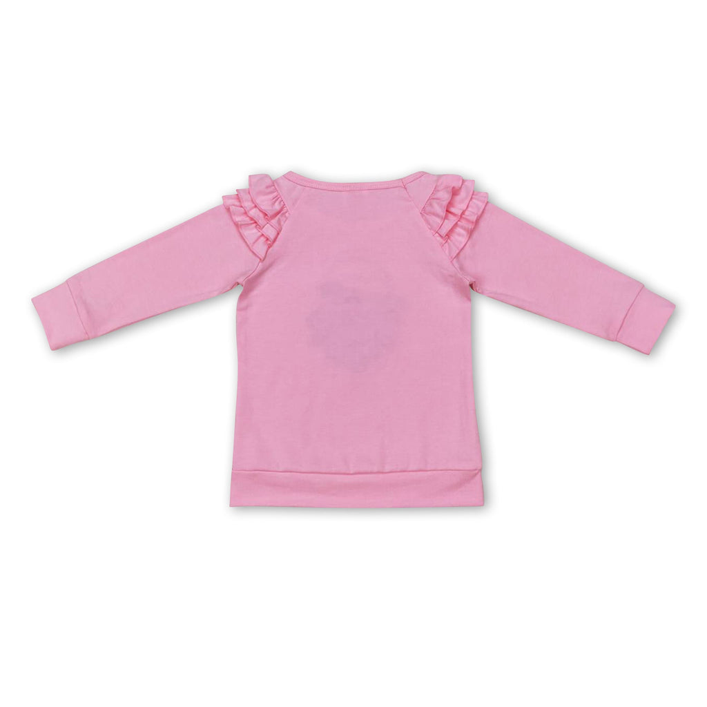 Pink tie dye santa ruffle long sleeves girls Christmas shirt