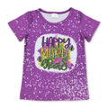 Purple Happy mardi gras short sleeves girls shirt