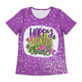 Short sleeves purple happy mardi gras adult women shirt
