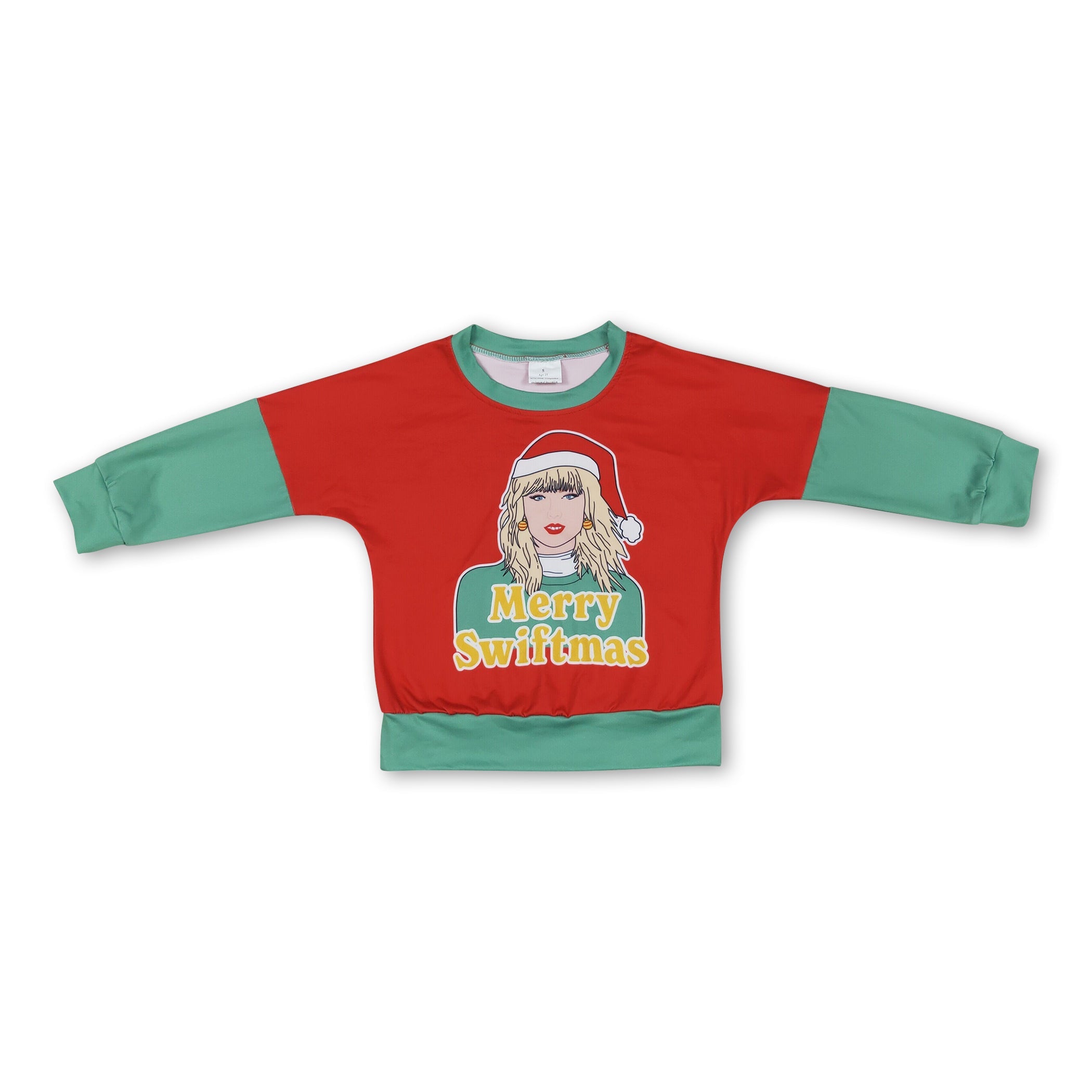 Long sleeves red green singer girls Christmas shirt