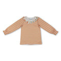 Long sleeves orange stripe bow ruffle girls fall shirt