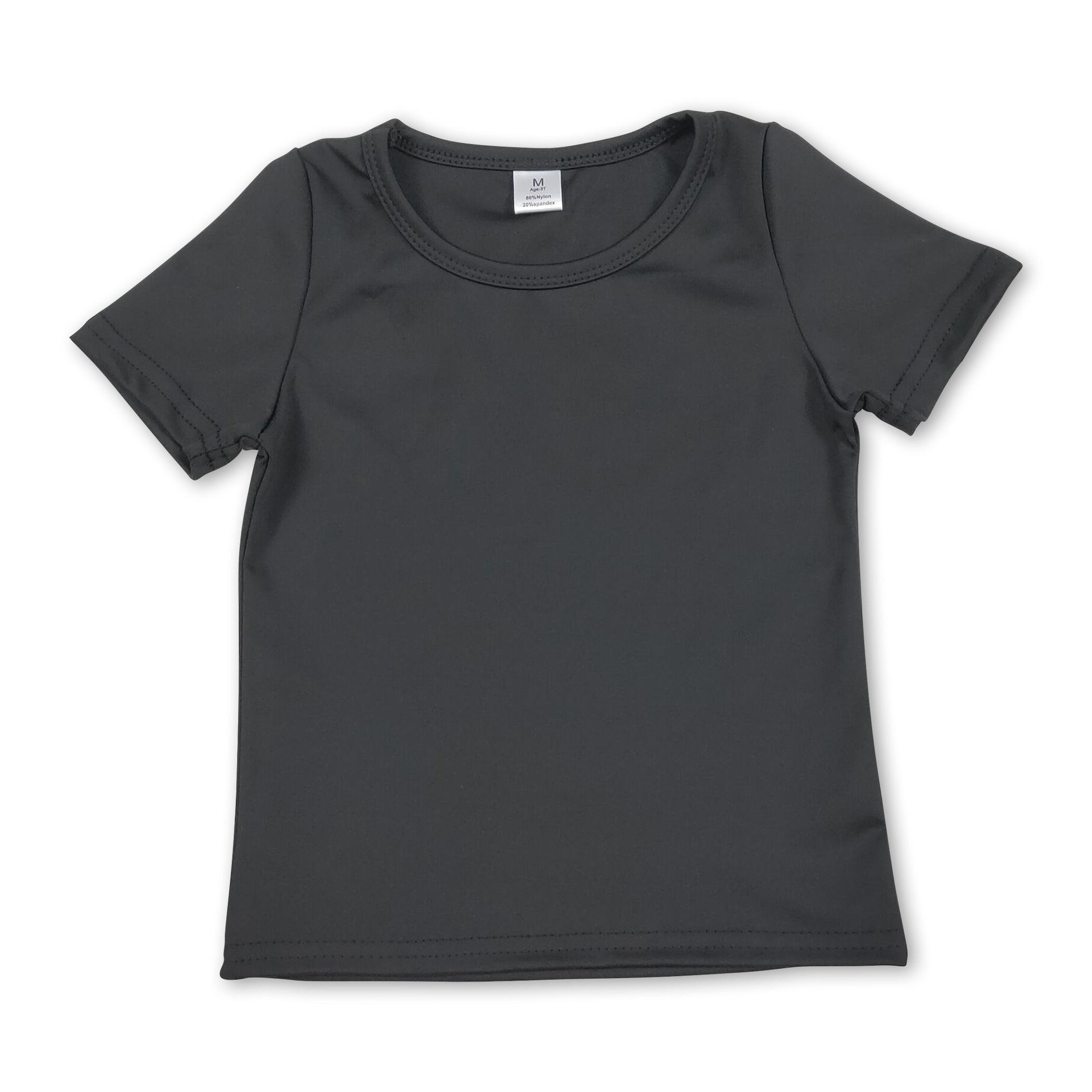 Short sleeves black kids girls summer yoga active top