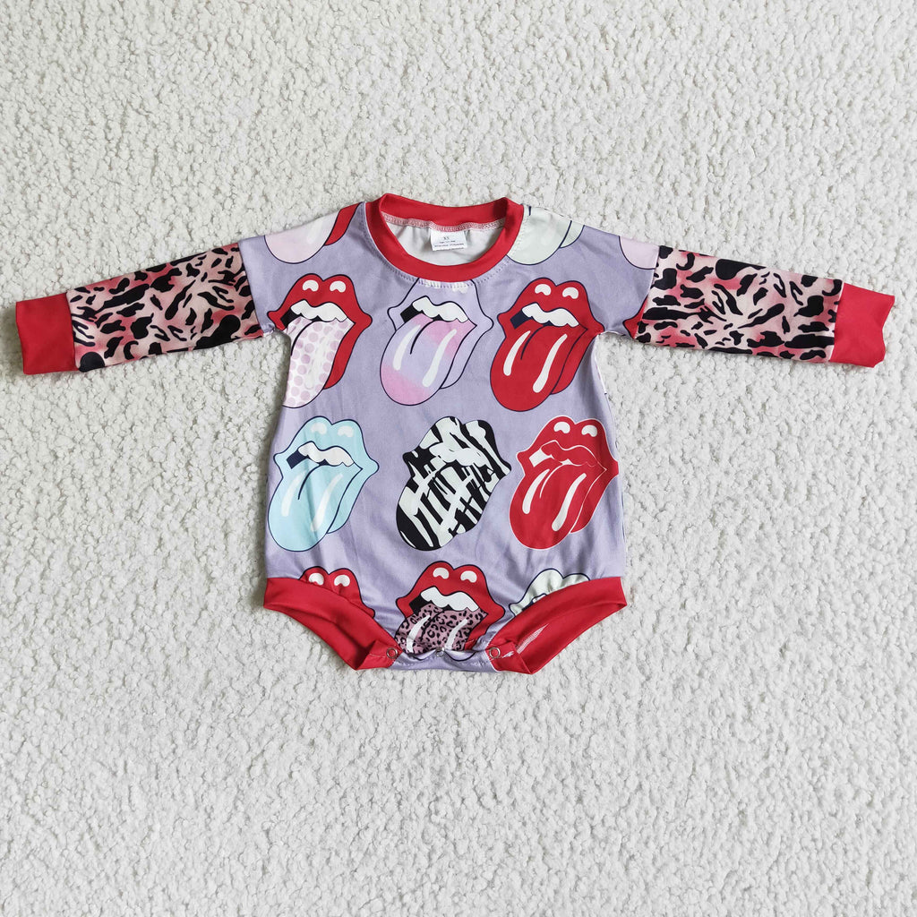 Long sleeves tongue baby girls romper