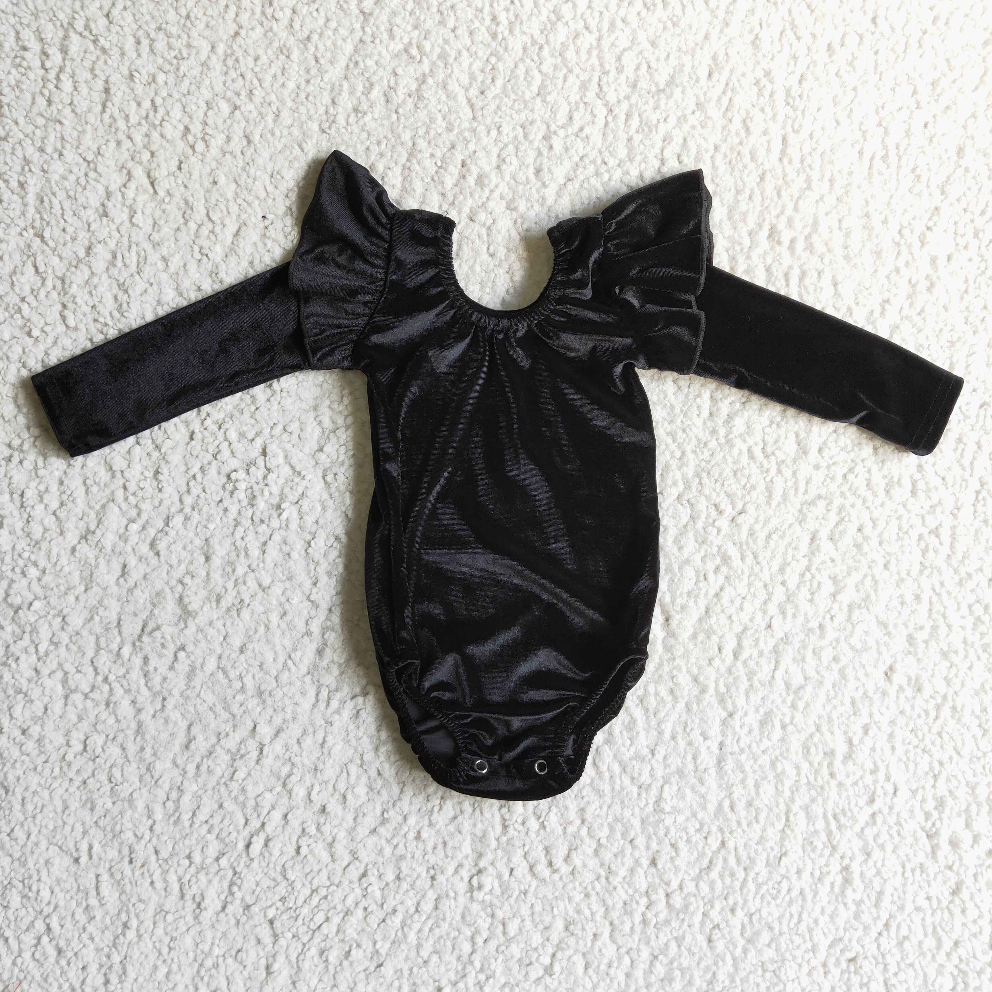 Black velvet long sleeves romper baby girls leotard