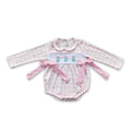 Pink plaid Christmas tree baby girls romper