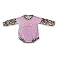 Pink leopard long sleeves party baby girls romepr